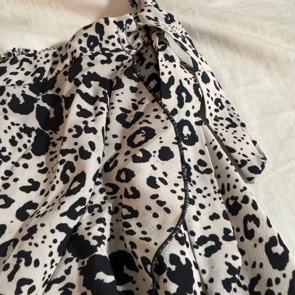 Nasty Gal Black and White Leopard Mini Skirt